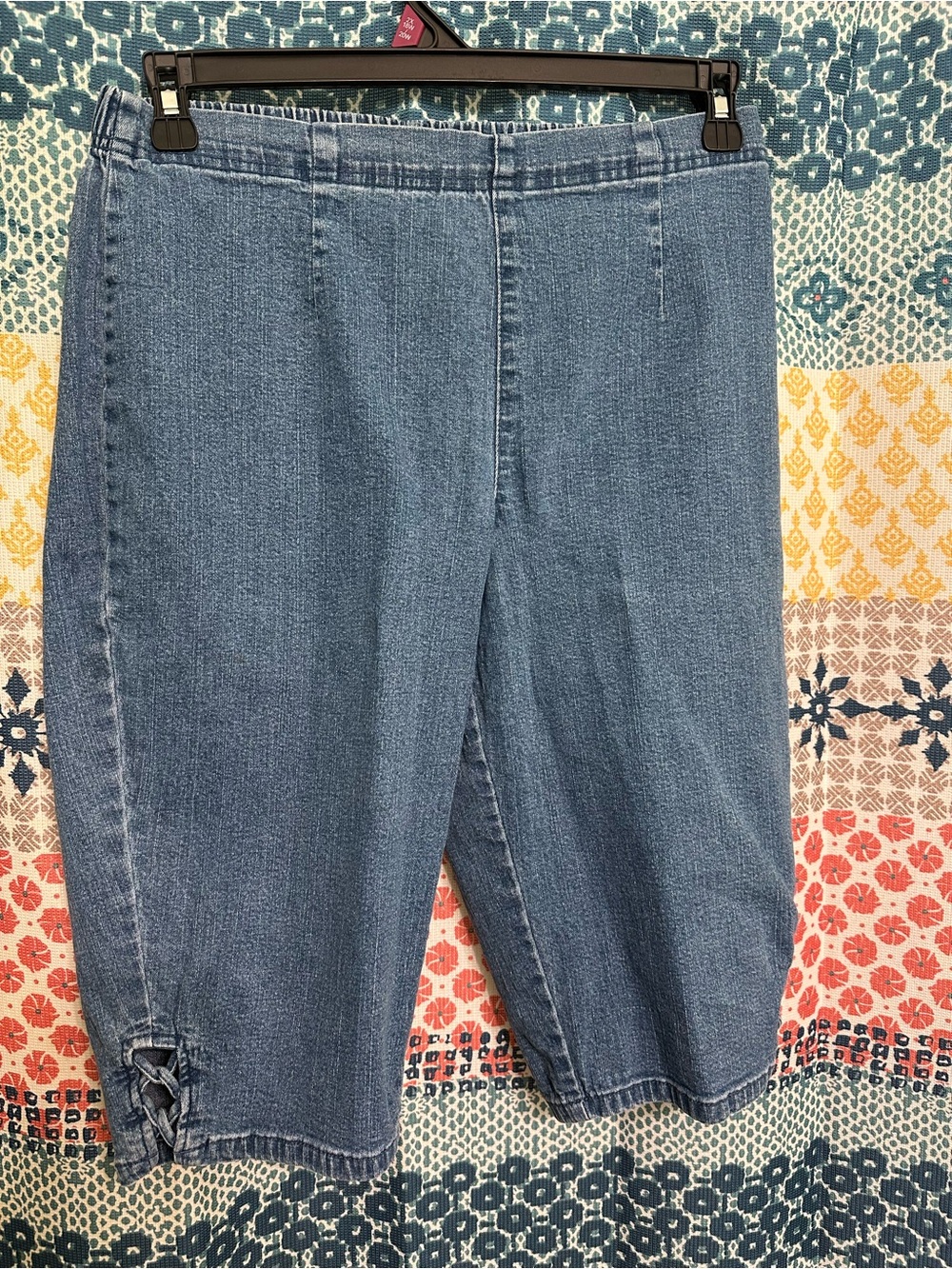 Croft & Barrow Petite Stretch Cropped Lace-Up Pants Blue Size 12P